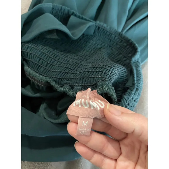 NWOT SMY MuMu Claire Midi Dress Size Medium Deep Emerald Luxe Satin Wedding - Picture 5 of 9